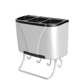 Drain Container Cutlery Storage Rack Knife Seat Spoon Box Wall-mounted Chopstick Cage Brush Cleaning Cloth Organizer For Kitchen