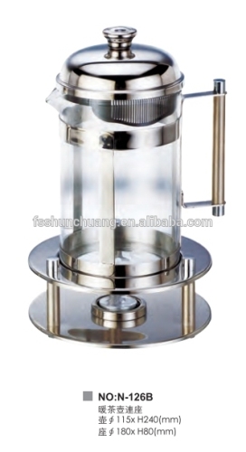 Stainless Steel & Glass Teapot Warmer With Stand