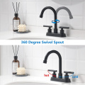 matte blac 3 หลุมที่แพร่หลายในห้องน้ำ faucet