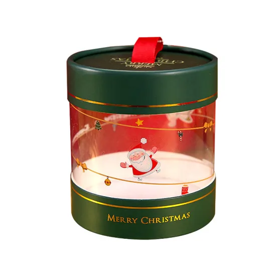Custom Clear Plastic Paper Tube Christmas Round Box