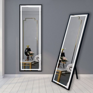 Aluminium Bingkai Paduan Berdiri Salon cermin dengan lampu LED - Dinding Dipasang &amp; Lantai Berdiri Cermin Panjang Penuh