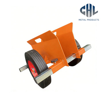 Оранжевая двухколесная тележка для транспортировки стекла