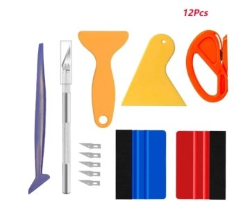12-teiliger Autofensterfilm- und Vinyl-Wrap-Scraper-Tool Kit: Umfassende Glasreinigung und Mobilfunkfilminstallationssatz für Automobilzubehör