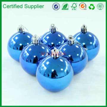 Factory direct supply 5cm blue plastic shiny hanging large Christmas ball