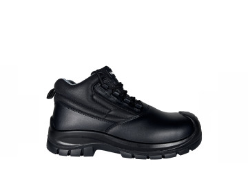 Classical Black Action Smooth Leather Ankle Safety Shoes