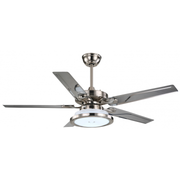 5-Blades Silver Modern Ceiling Fan with LED