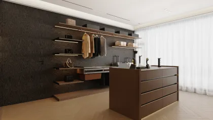 High-end custom wall-mounted cloakroom setup