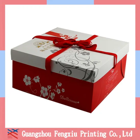 Eco-friendly printed die-cutting handle artpaper cake boxes,packaging cake box