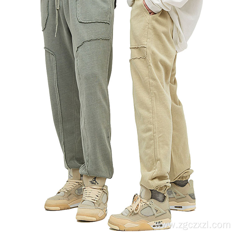 Spring new splicing loose edge sports pants