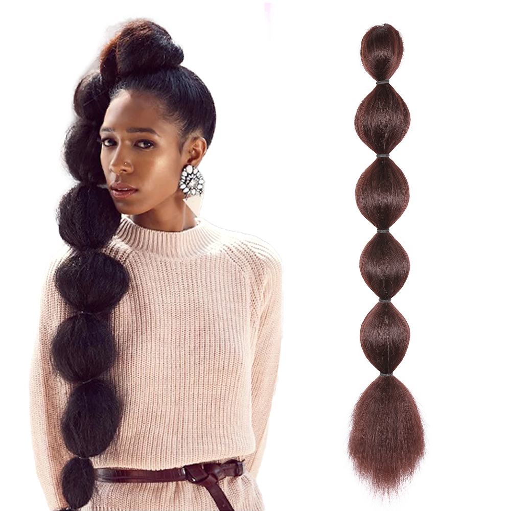 Lantern Bubble Curly Straight Pigtail Ponytail