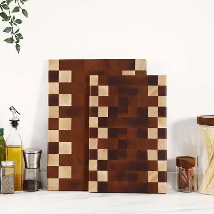 New Large & Thick Ash Wood End Grain Cutting Board with Mosaic Pattern - Shop Now!