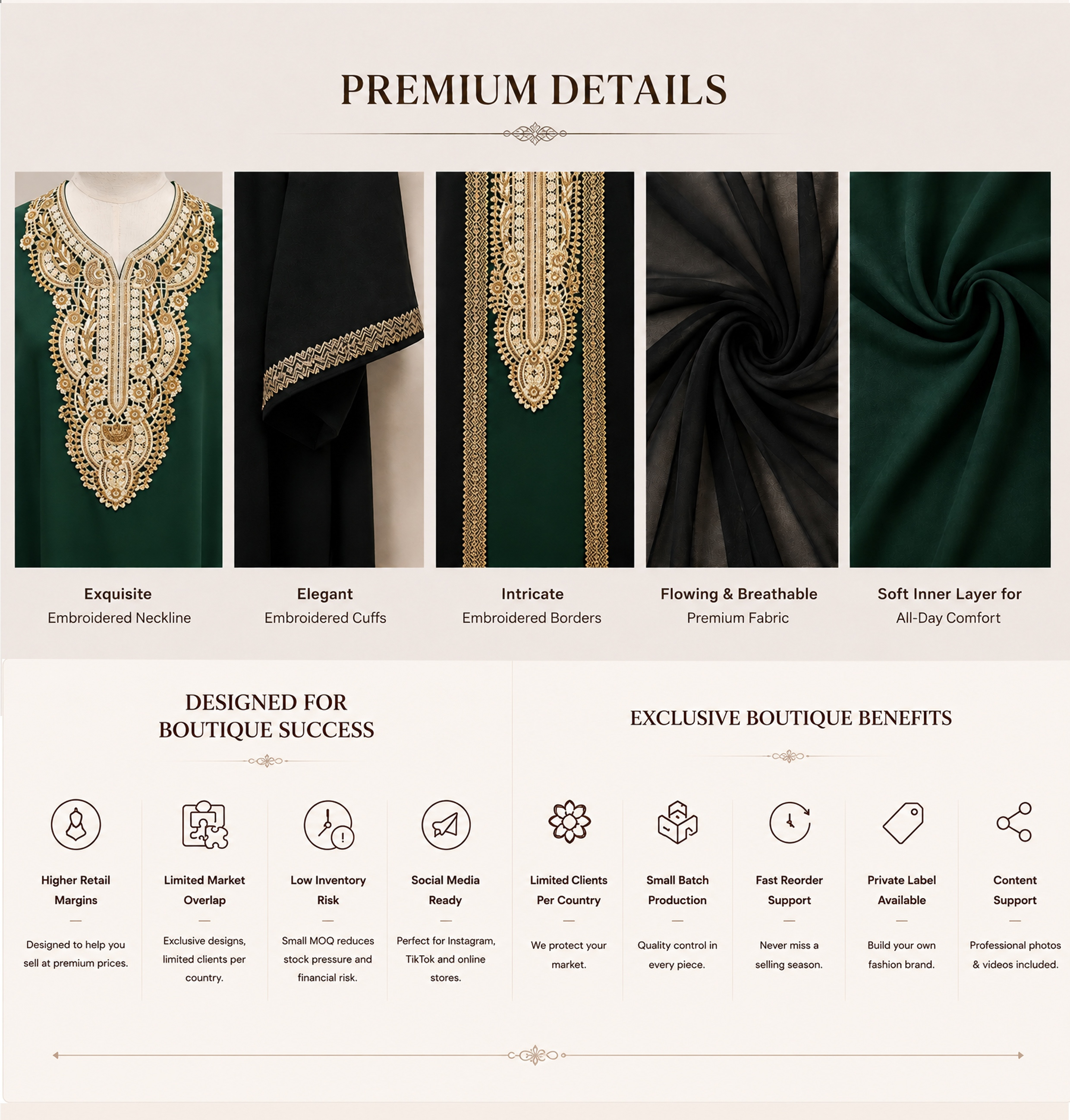 black chiffon open abaya set design details
