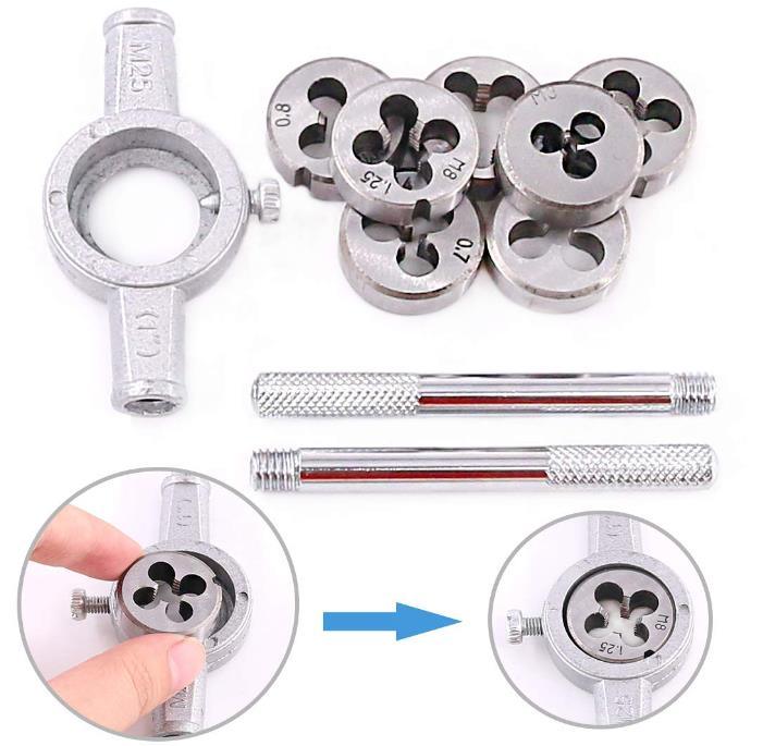 8pcs hss metric hand tap and die set