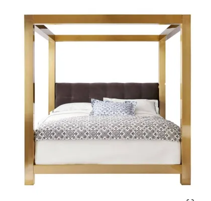 Golden Metal Beds: Kensington King Bed with Tufted Headboard