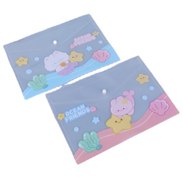 Cute Cartoon Transparent A4 Plastic Document Bags for Business and Students