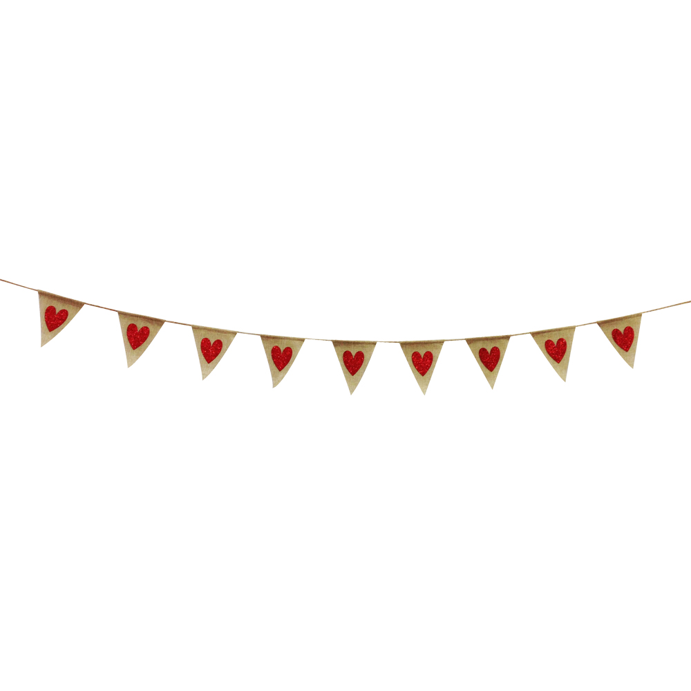 Valentine'day burlap love heart bunting banner