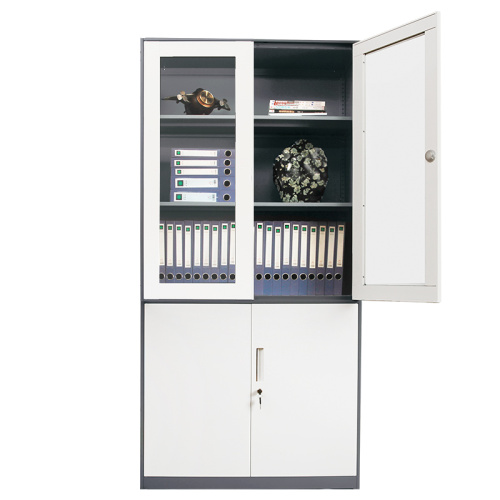 Black Steel Office Storage Cabinets with Glass Door