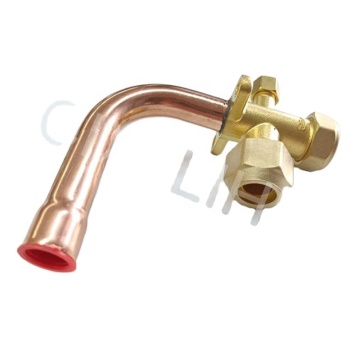 Vente à chaud: Valve de service de service en cuivre de haute qualité Arrêt de gaz L-Bend pour les systèmes extérieurs AC - parfait pour les pièces de CVC et de climatisation