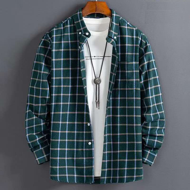 قميص كاروهات قطن رجالي Mens Cotton Check Shirt