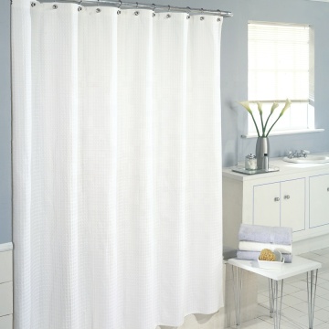 Polyester/Cotton Blend Fabric Shower Curtain with Rustproof Metal Grommets