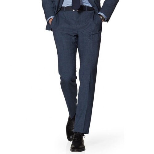 Navy Slim Half Canvas Spain Waistcoat Plaid Suit
