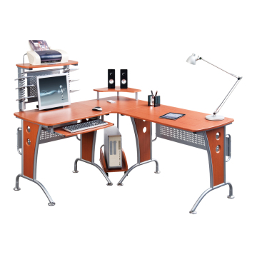 Fashion L shape office glass desktop computer table