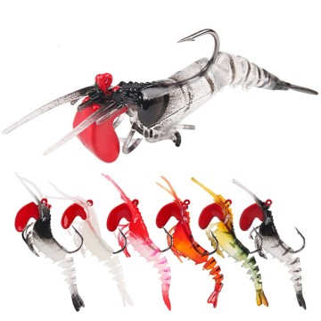 Boulons en gros des crevettes lumineuses Appât doux avec crochets et pendentif en plomb