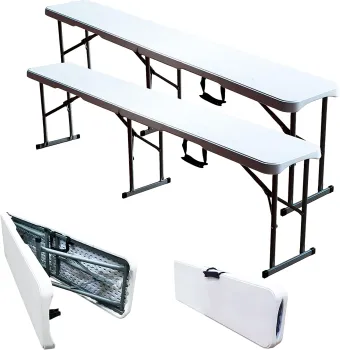 6FT HDPE Outdoor Folding 2 Seater Bench with Carry Handle