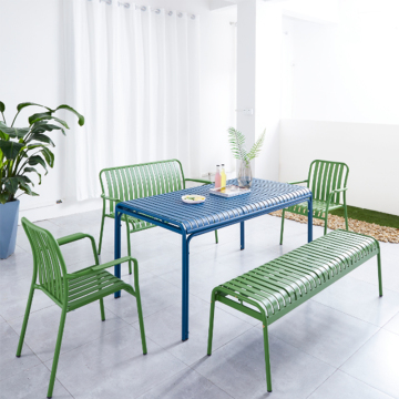 Factory Wholesale Lightweight Nordic Aluminum Garden Dining Set - Colorful Outdoor Chairs and Tables