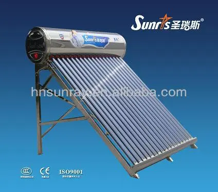 Haining sunray unpressurized made in china stainless steel water solar heater