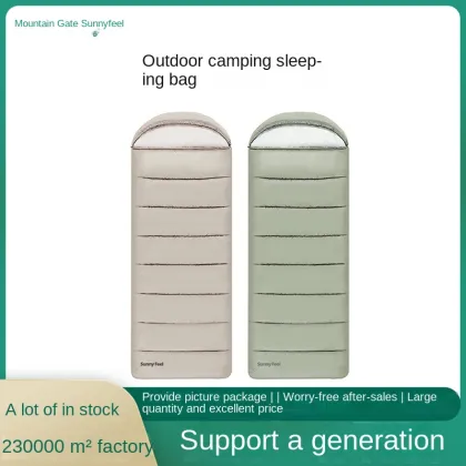 SunnyFeel Single Outdoor Camping Sleeping Bag - Thickened Warm Moisture-Proof Quilt Polyester Cold-Proof Mat