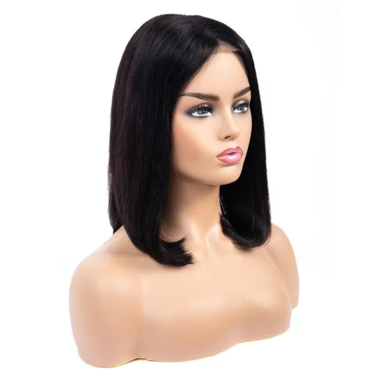 Fashion Design 8 Inch Brazilian Human Hair Lace Front Closure Short Bob Wig Wholesale Straight Human Hair Bob Brazilian Wigs