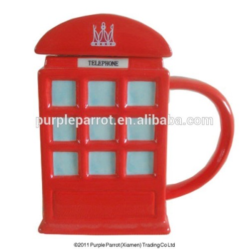 Ceramic Red Telephone Box Mug with Lid