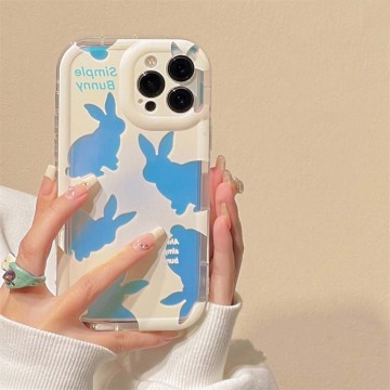 Cute Cartoon Laser Rabbit Shadow Phone Cases for iPhone 16/15/14/13/12 Pro Max 11