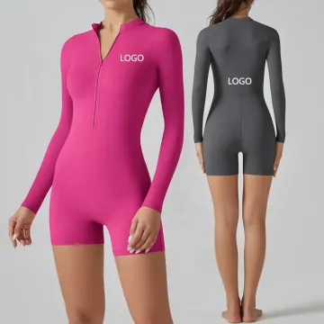Women's One Piece Zip Front Yoga Gym Fitness Romper