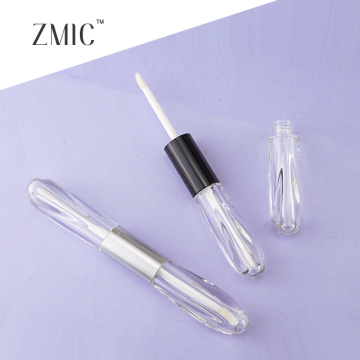 Custom Double-Ended Transparent Lip Gloss Tubes - Black, Silver, and Clear Plastic Bottles