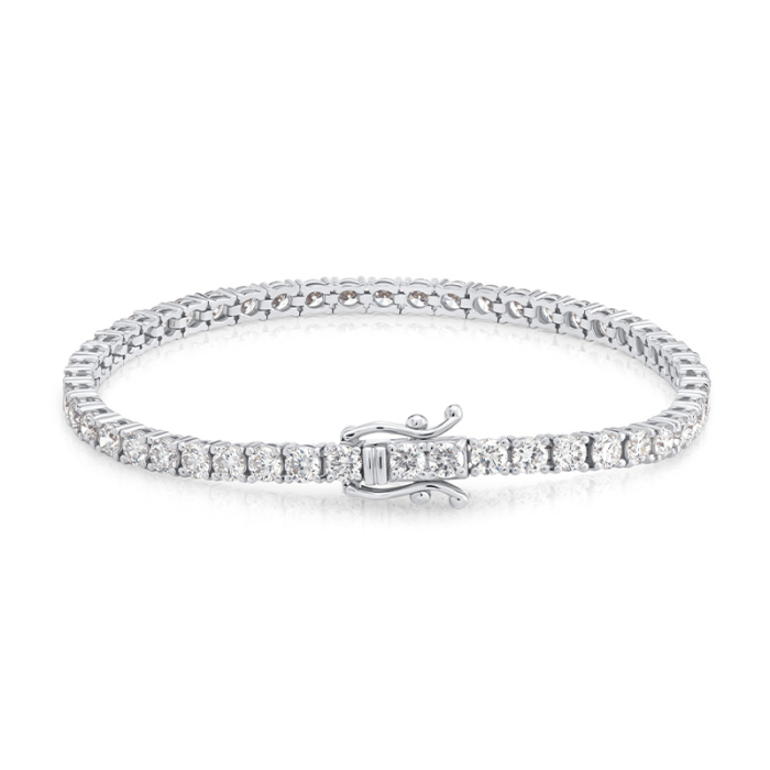 สร้อยข้อมือเทนนิสเพชรแล็บไวท์โกลด์ 9K สไตล์โมเดิร์น