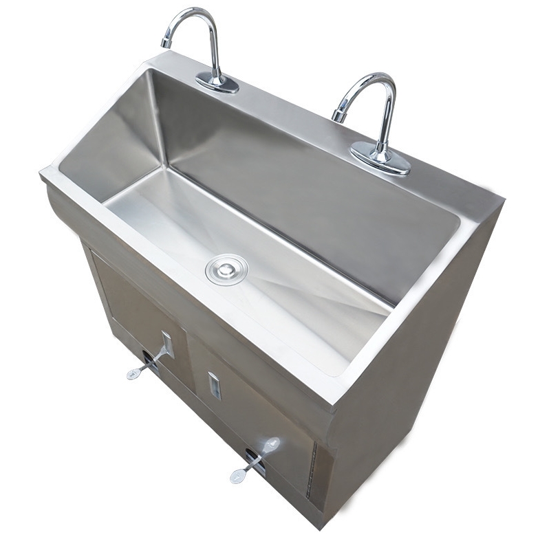 304 stainless steel foot wash basin double medical wash basin cabinet operating room brush hand sink