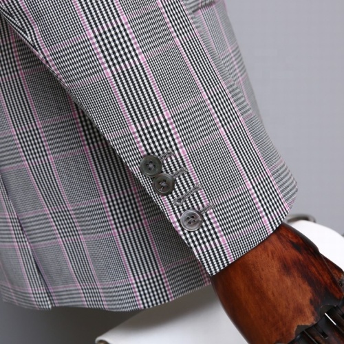 High End Fashion Bespoke Plaid Grey Woolen Suit