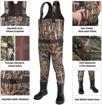 Kids camouflage 4mm neoprene fishing chest waders
