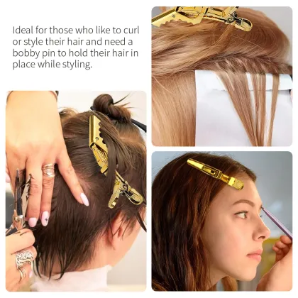 Gilded Crocodile Clip Hairdressing Tool for Salon Use