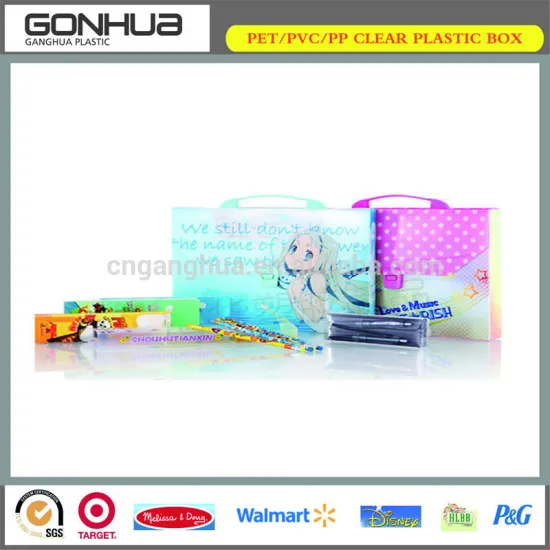 Promotional Certificated By EN471/SGS/ASTM Hot Sales New PP Plastic Pen Box Pink Aqua Blue Colorful Printed Stationary Packaging