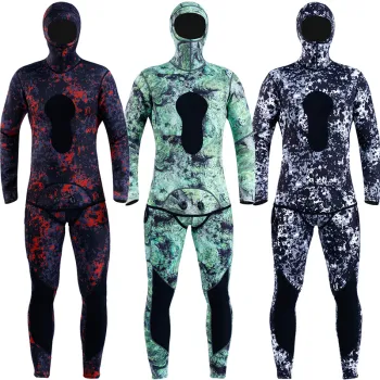 Two Piece Set 3mm Neoprene Spearfishing Wetsuit Men Neoprene Underwater Hunting Surfing Long John Scuba Diving Spearfishing Suit