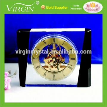 Crystal material and polished technique crystal clock with skeleton movement