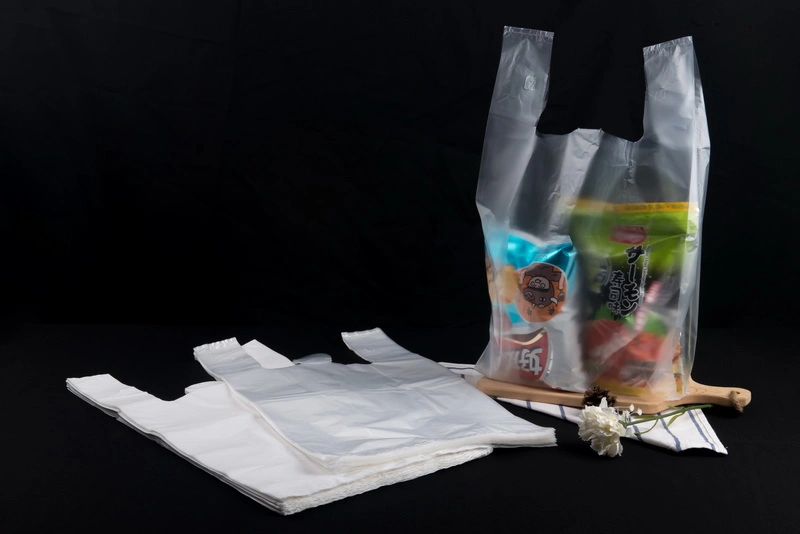 Clear T-Shirt Plastic Bags PE Shopping Packing Vest Bags Custom Size Vegetable Packing Bag with Custom Logo