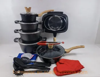 Cookware Set 23PCS Granite Set 23 Pieces Marble Coating Aluminum Casserole Set