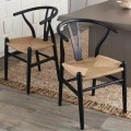 Groothandel commercieel meubels Beech Wood Natural Color Cross Back Stoelen binnenmeubels met rotan stoel