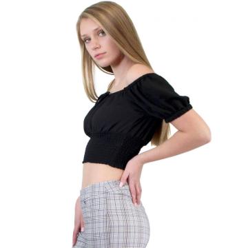 Crop top à manches bouffantes