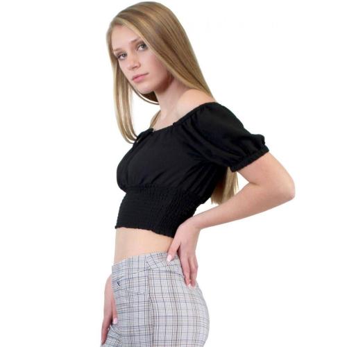 Crop top à manches bouffantes