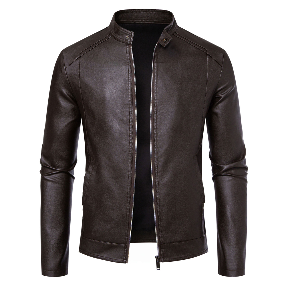 Mens Biker Artificial Fur Leather Jacket